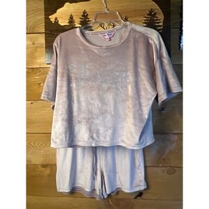 Juicy Couture Womens Pajama Set‎ Loungewear Sleepwear Velvet Rhinestone Logo Lg